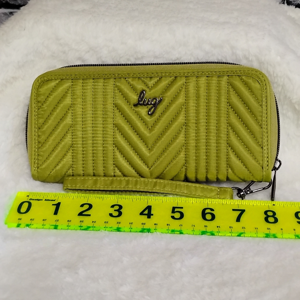 Lug  Straddle Zip Around  Wallet with Wristlet~ Grass Green  OBO - Picture 9 of 10
